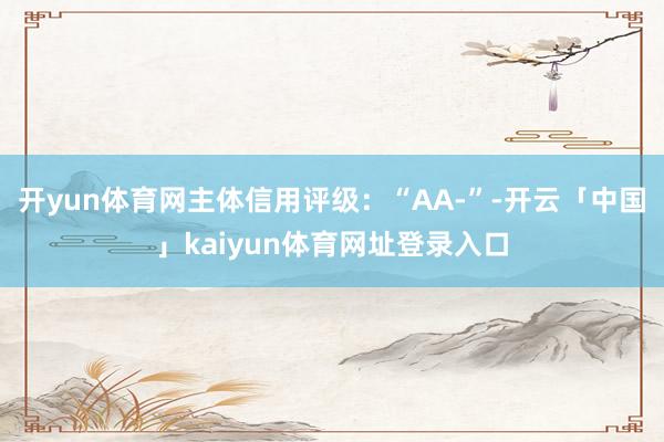 开yun体育网主体信用评级:“AA-”-开云「中国」kaiyun体育网址登录入口