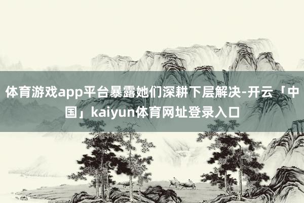 体育游戏app平台暴露她们深耕下层解决-开云「中国」kaiyun体育网址登录入口